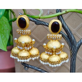 Cluster of Gold Jhumkas  Bordered with Pearls